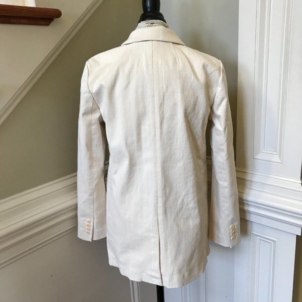 NWT JCrew Alfie Blazer Jacket Womens 4 Tan Natural Denim Stripe Cotton BA437 NEW - Picture 11 of 12